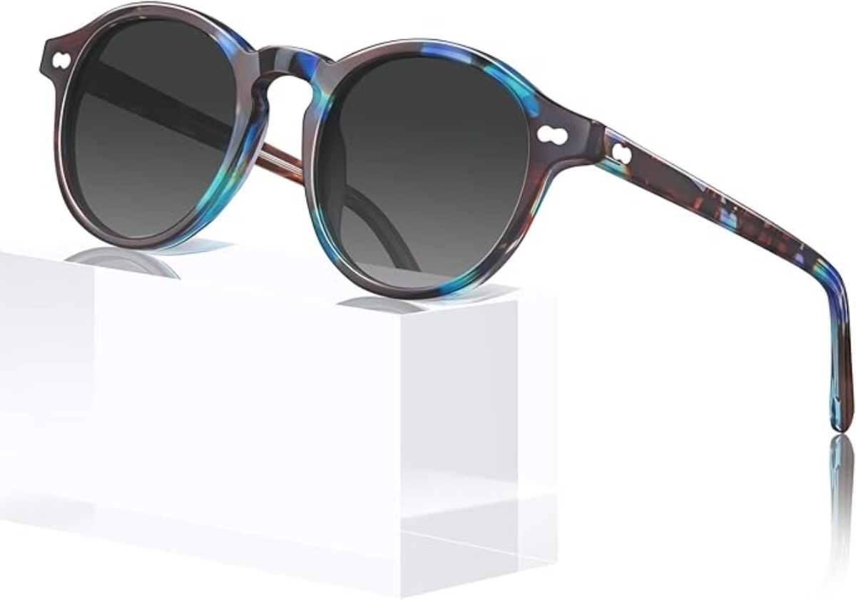 The best retro round polarized sunglasses with skinny fit for small faces by CARFIA 2026 on a white background