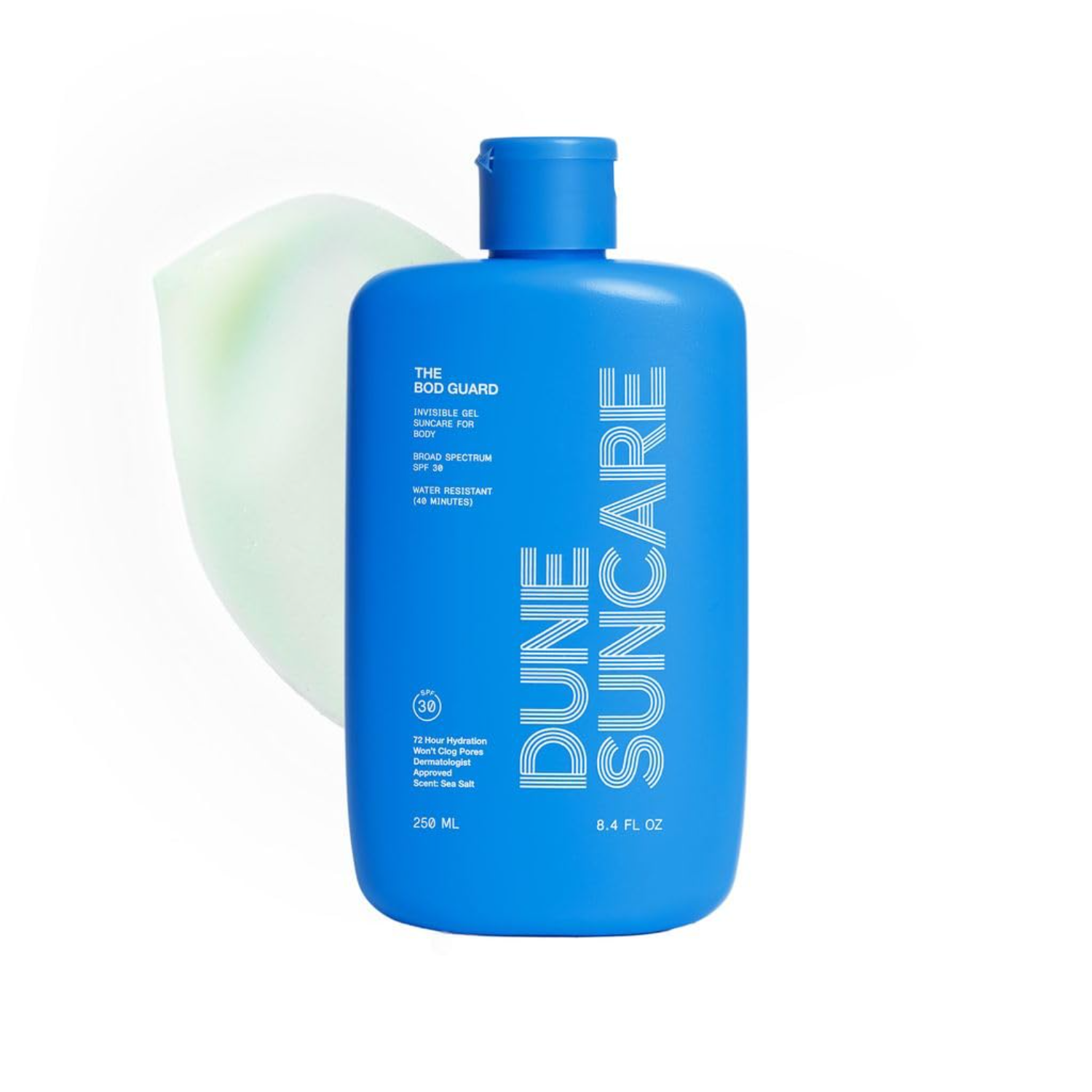 The best invisible gel body sunscreen by DUNE Suncare 2026 on a white background
