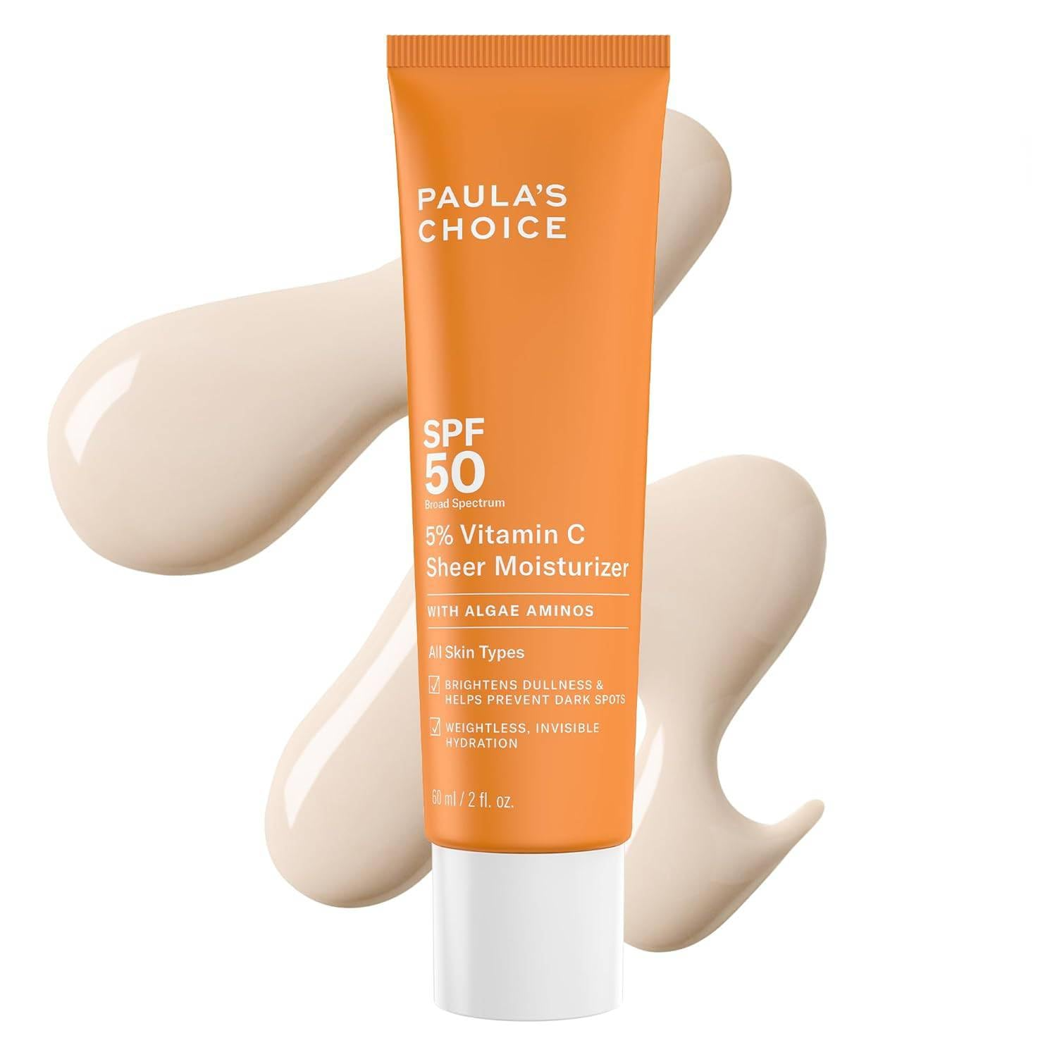 The best vitamin C sunscreen for dark spots from acne by Paula's Choice 2026 on a white background