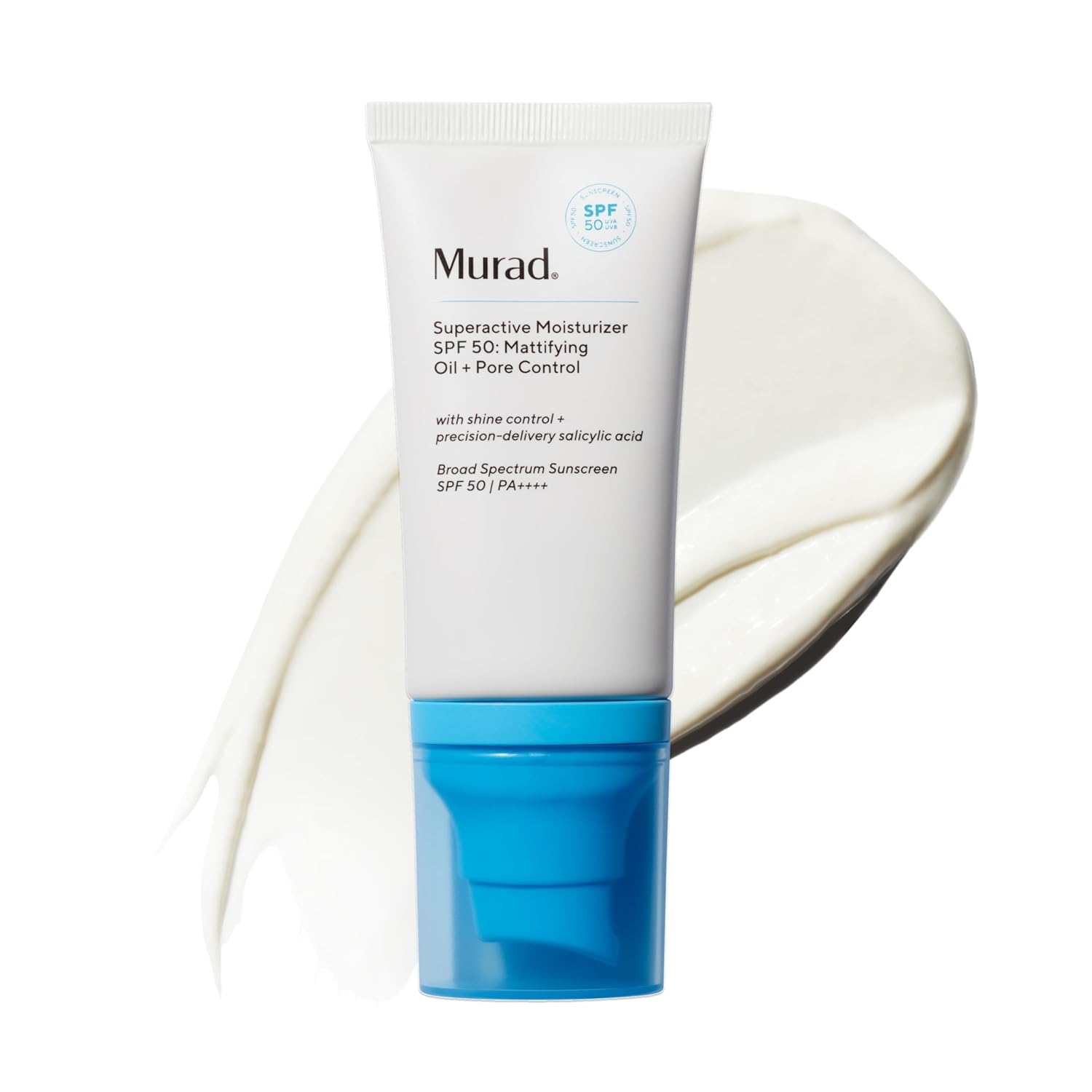 The best mattifying salicylic acid sunscreen for active breakouts and marks by Murad 2026 on a white background