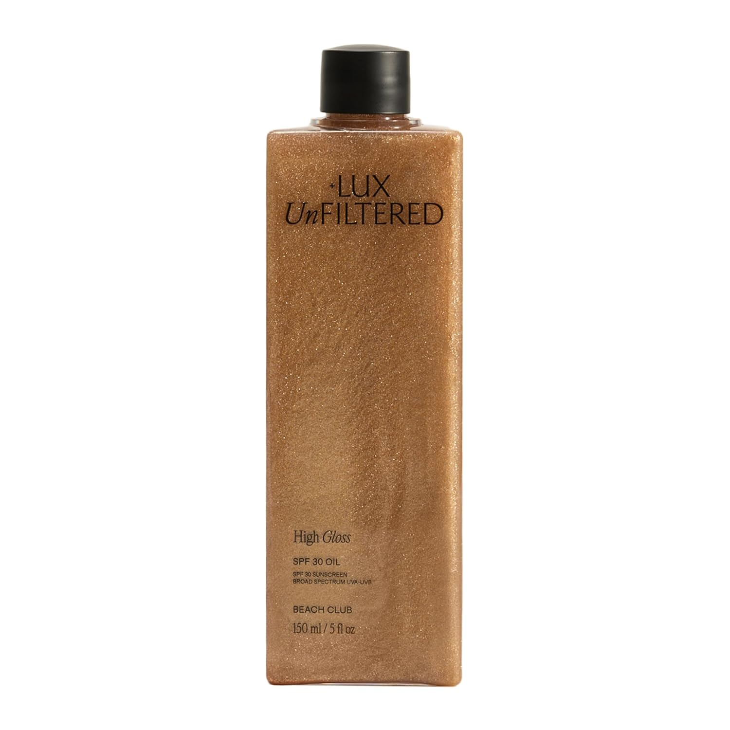 The best bronze shimmer body oil with SPF by Lux Unfiltered 2026 on a white background