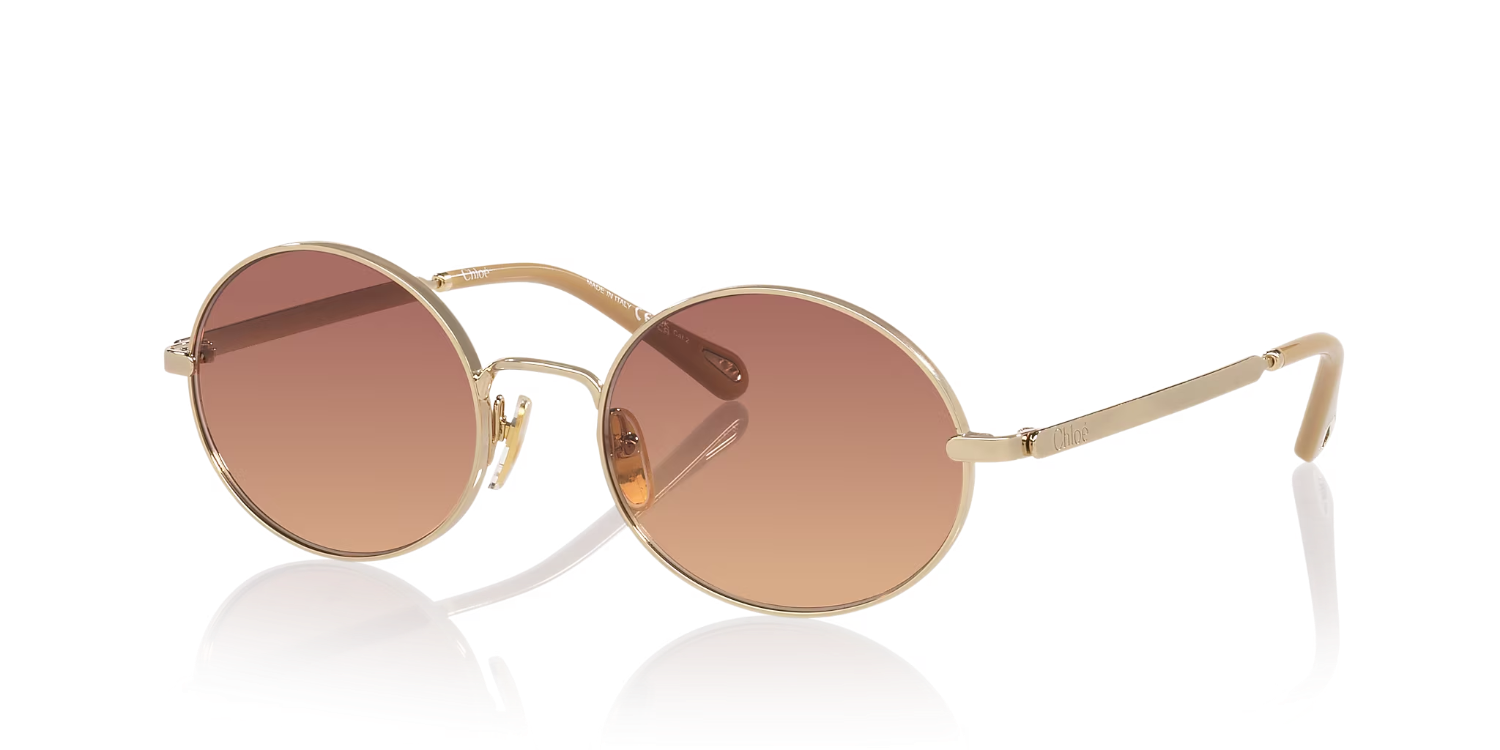 The best gold round sunglasses by Chloé 2026 on a white background