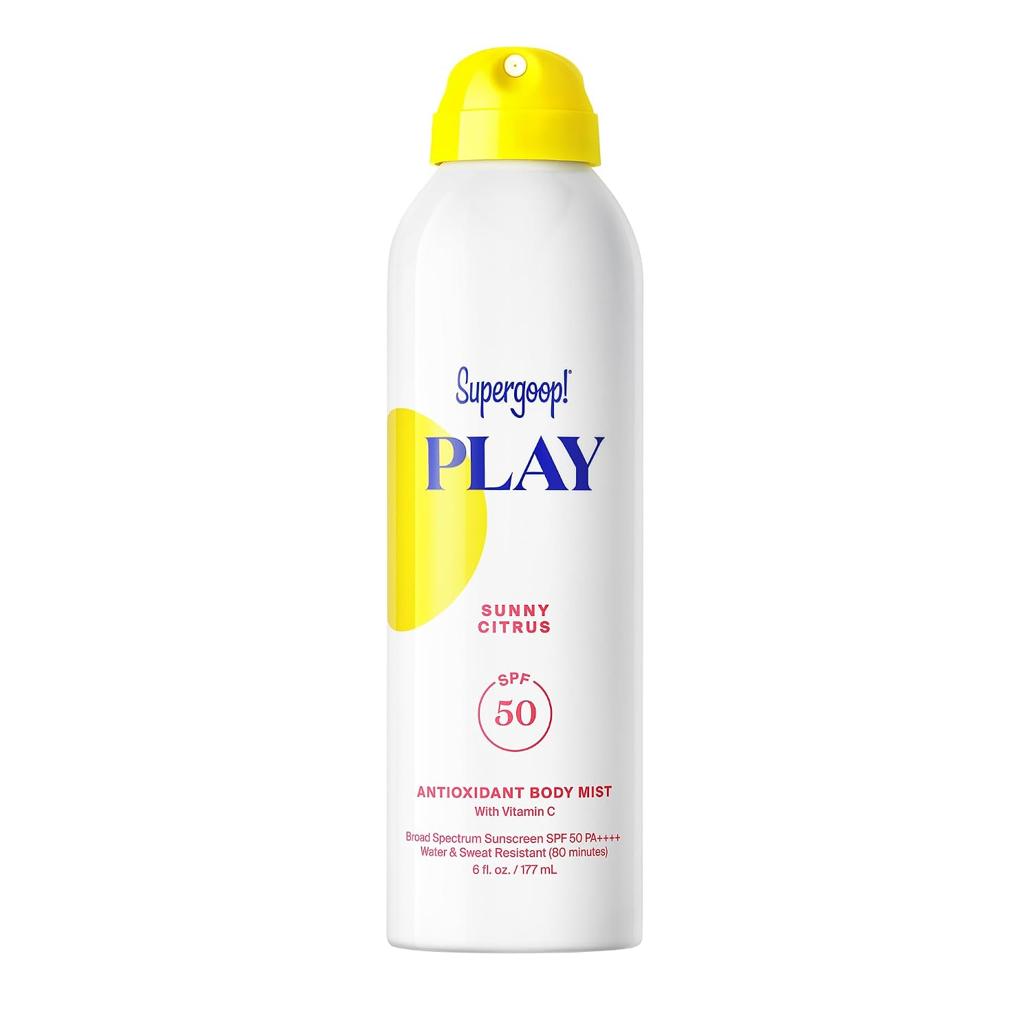 The best antioxidant body mist sunscreen spray by Supergoop 2026 on a white background