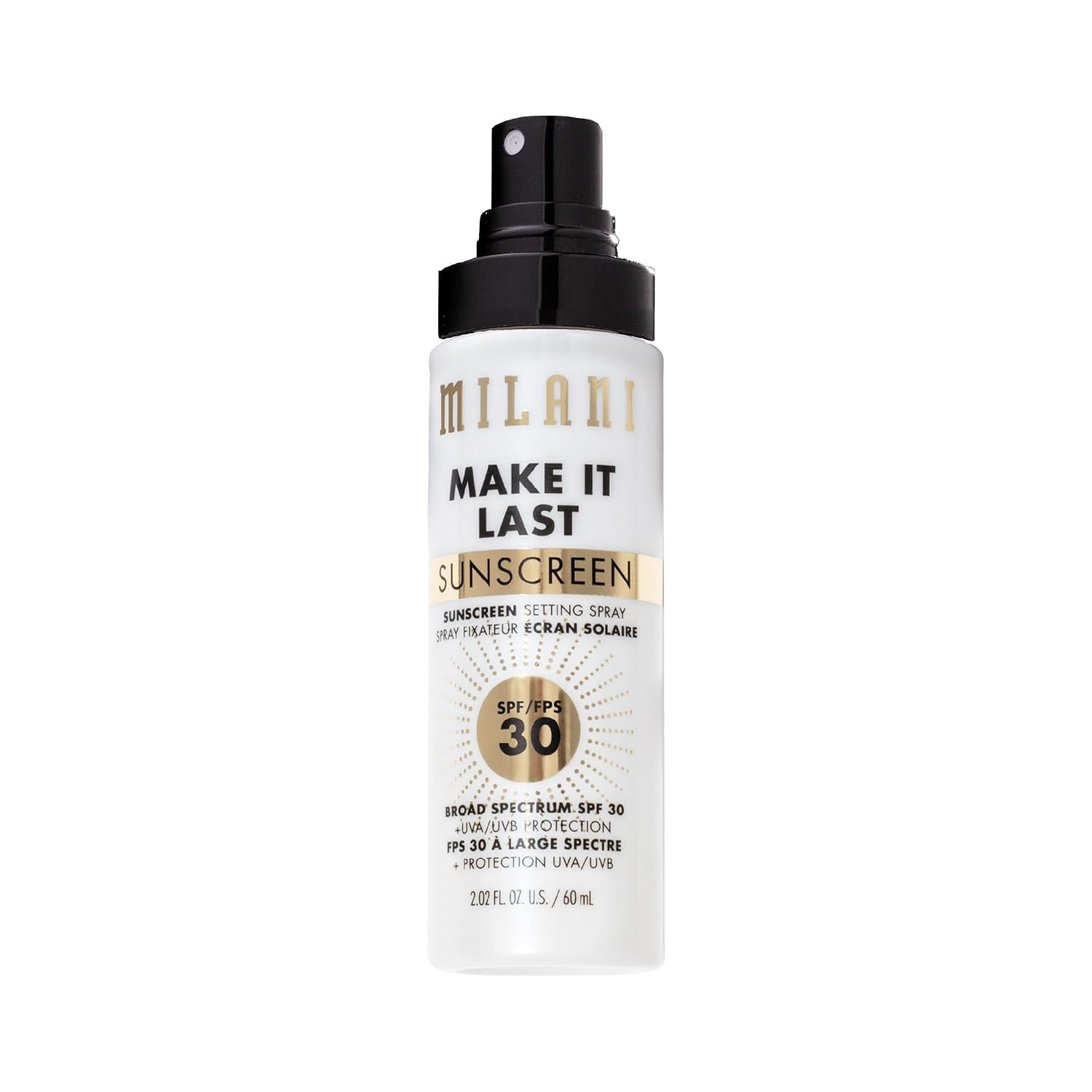 The best budget SPF setting spray for oily skin by Milani 2026 on a white background
