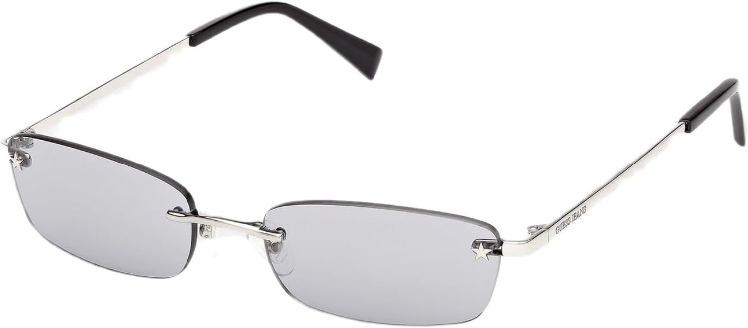 The best polarized rimless square sunglasses by Guess 2026 on a white background