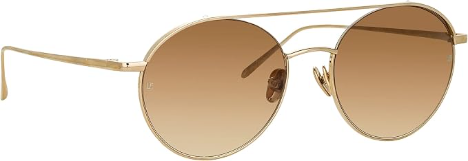 The best round light gold sunglasses by Linda Farrow 2026 on a white background