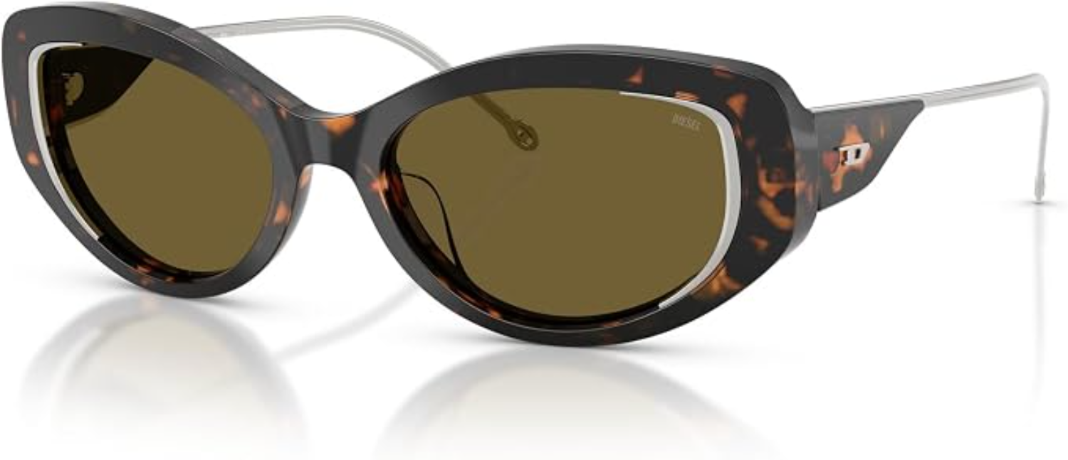 Diesel DL2001MU oval shiny Havana sunglasses with brown lenses selected for diamond-shaped faces