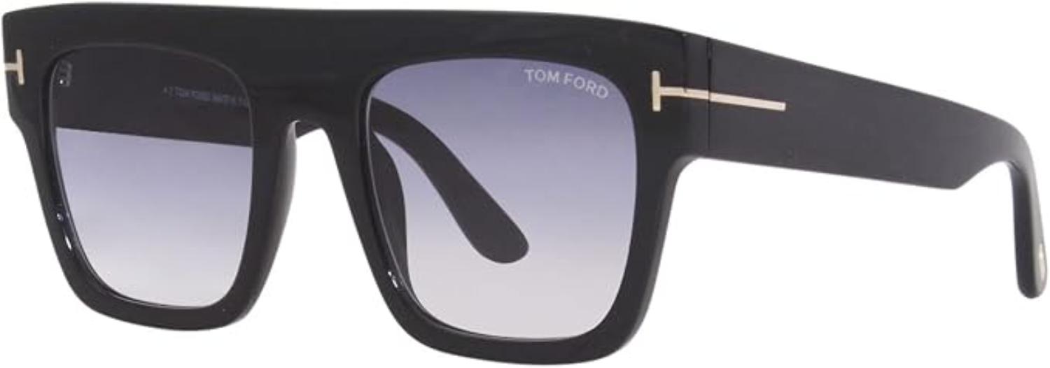 Tom Ford Renee FT0847 black square sunglasses with grey gradient lenses for oblong and rectangle faces