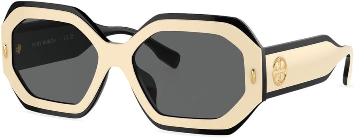 The best geometric irregular sunglasses by Tory Burch 2026 on a white background