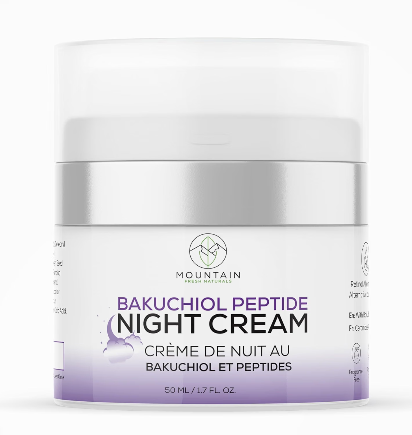 The best pregnancy-friendly bakuchiol night cream by Mountain Fresh Naturals 2026 on a white background