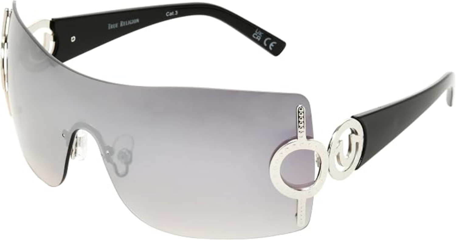 The best affordable rimless Y2K shield sunglasses by True Religion 2026 on a white background