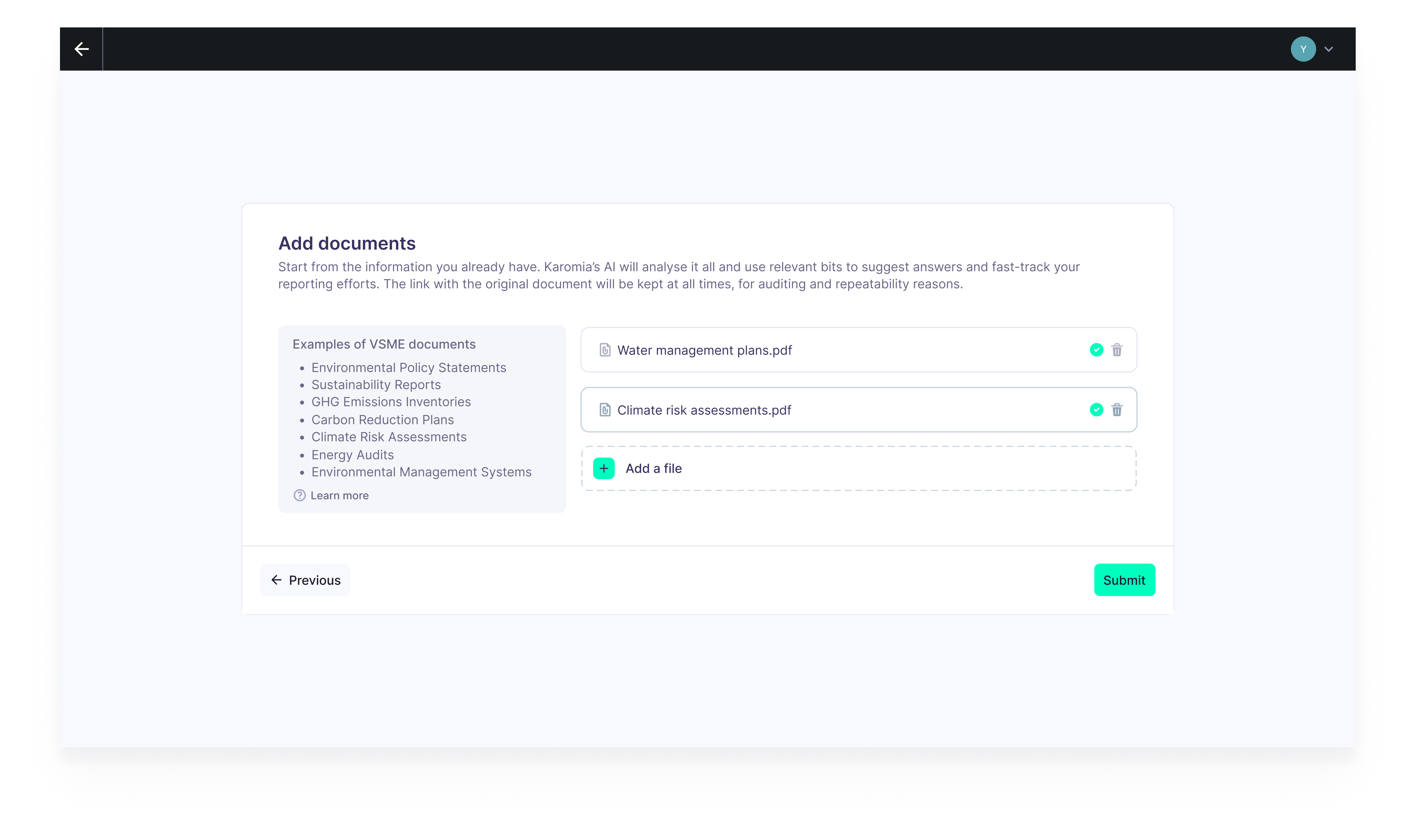 Upload your ESG documents