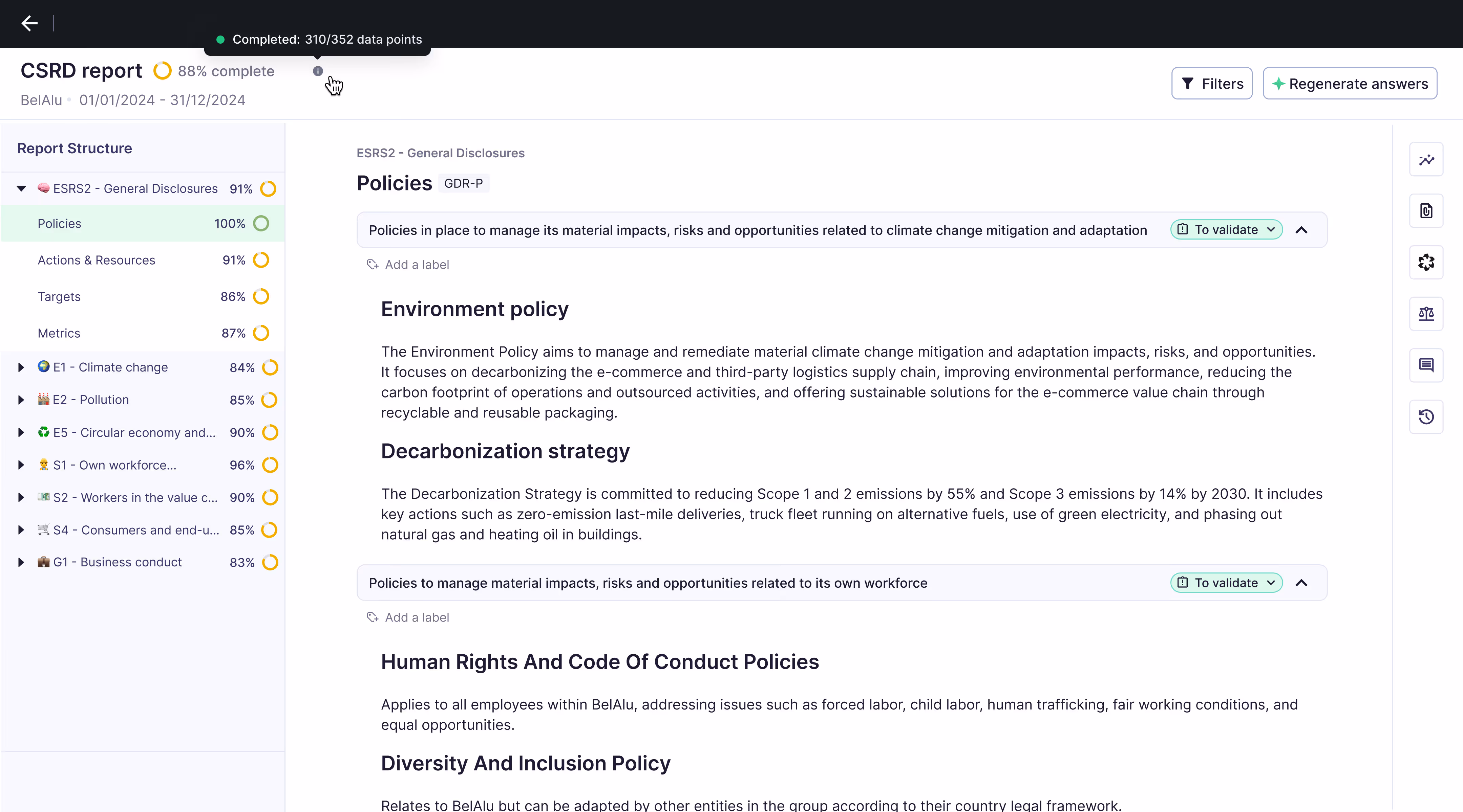 CSRD report comply with the amended ESRS