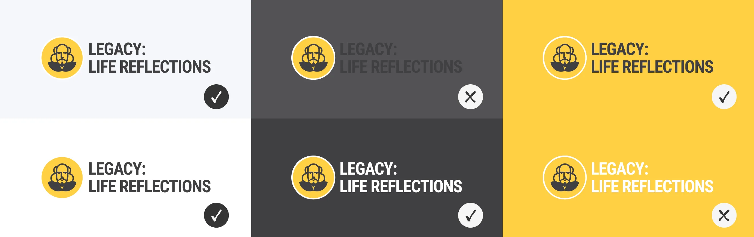 Legacy: Life Reflections logo design variations