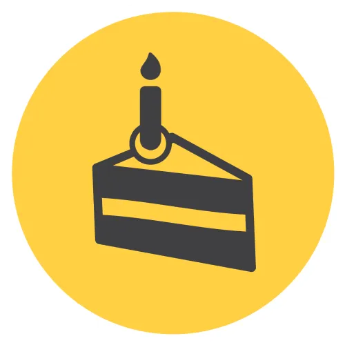 An icon of a birthday cake slice with candle , representing celebrating a Big Birthday on The Good Listening To Show