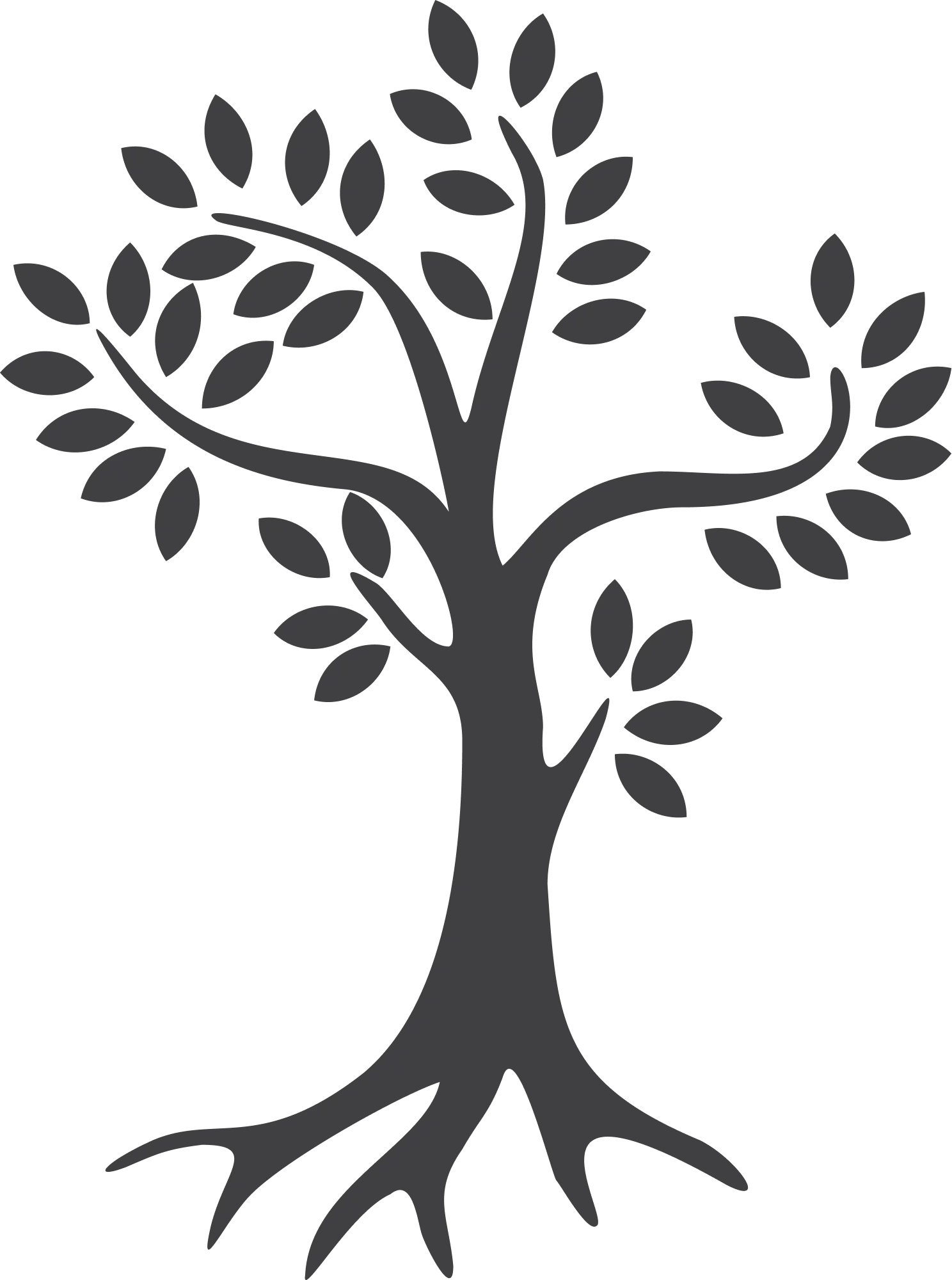 The Legacy: Life Reflections stylised tree with roots and leafy branches