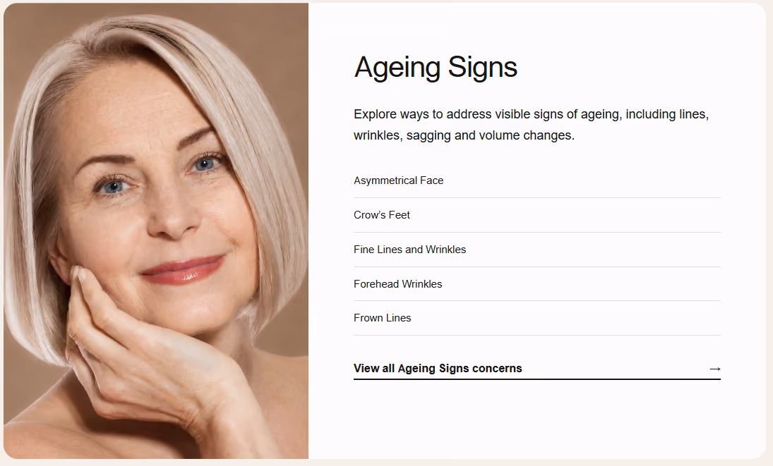 Aurelia Clinic ageing signs page preview