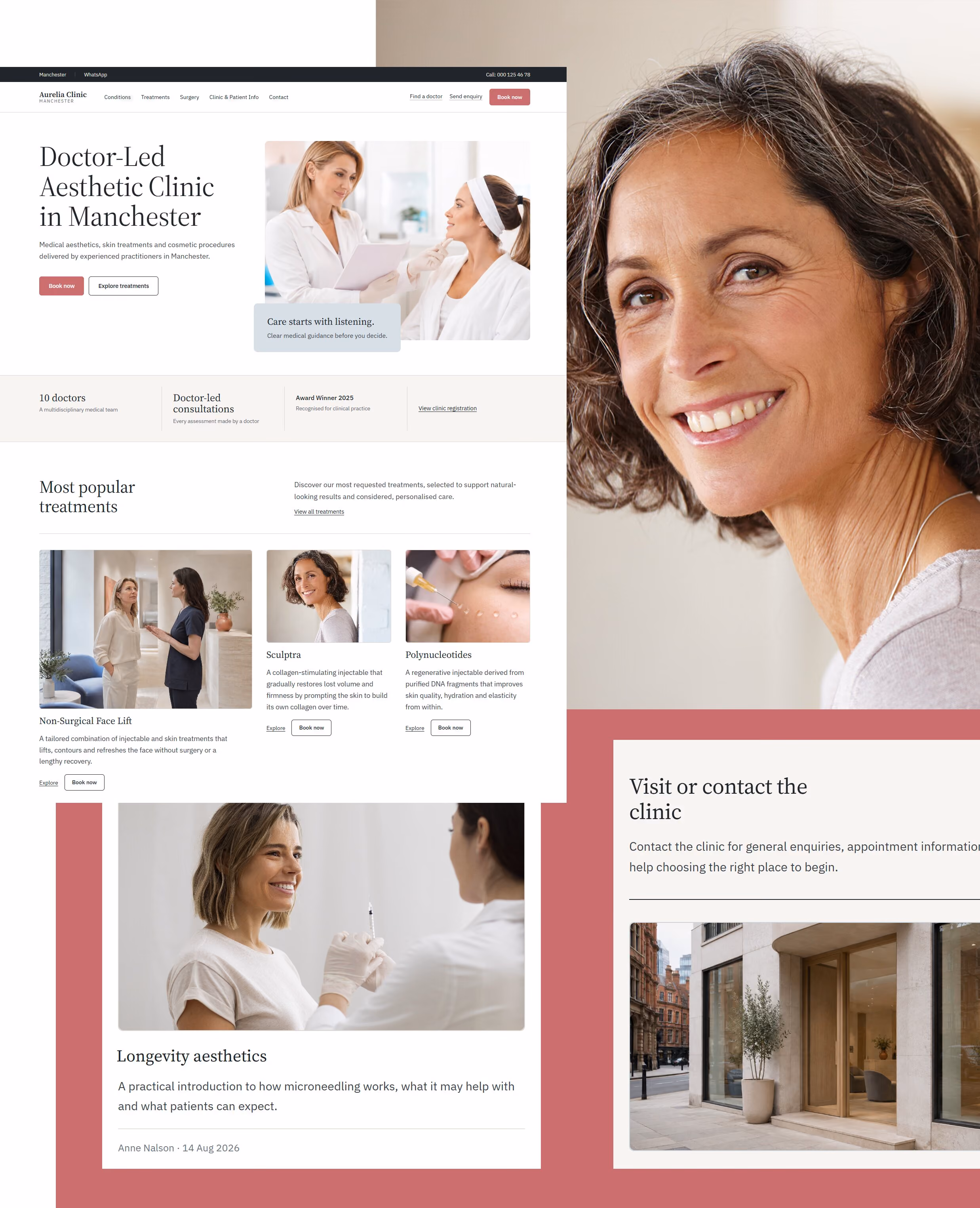 Aurelia Clinic clinical website layouts and patient imagery