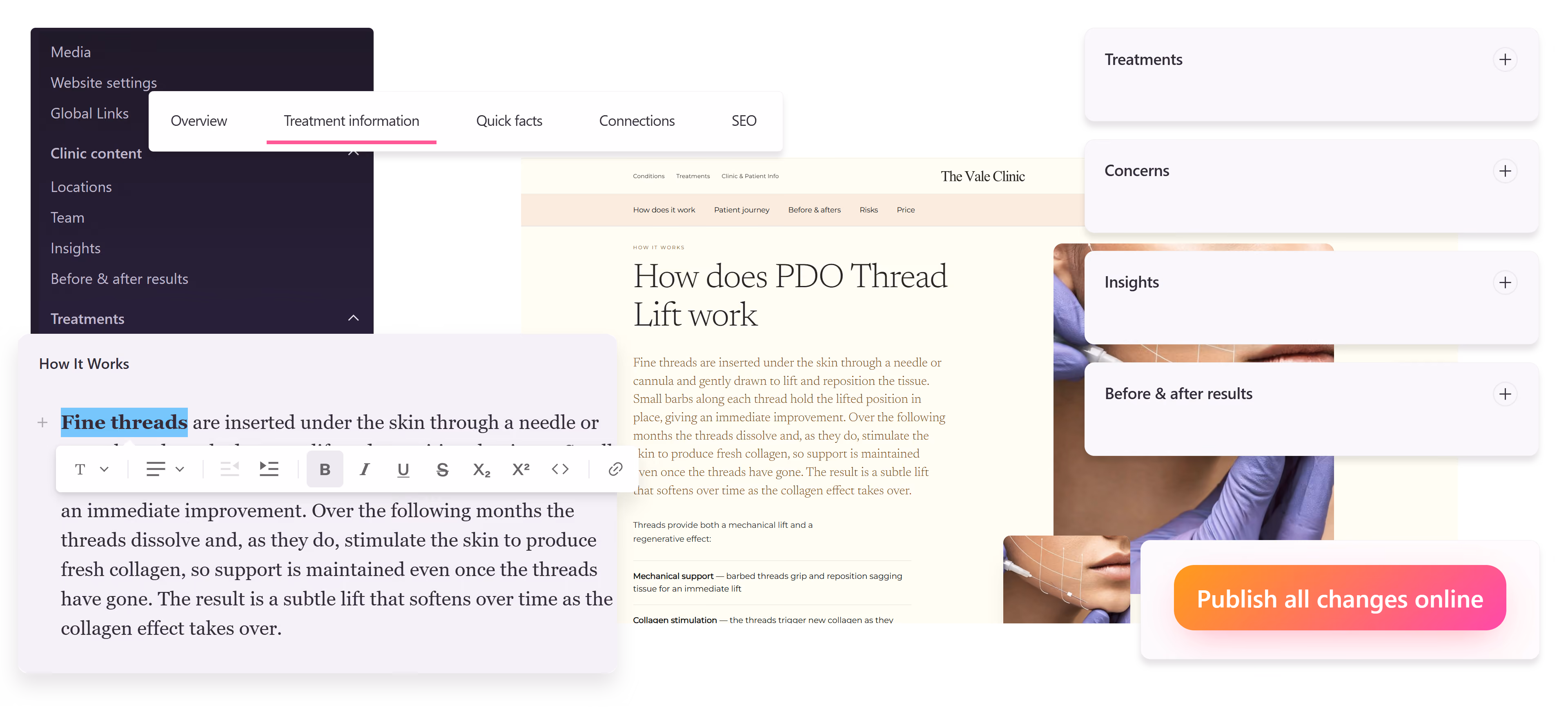 iGlowly clinic editor interface