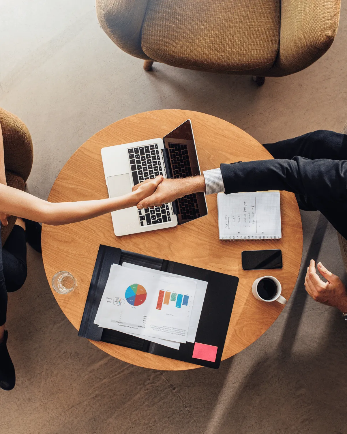Office handshaking Investor Event
