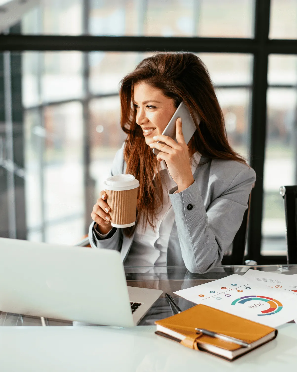 Business Woman in a Investor Call