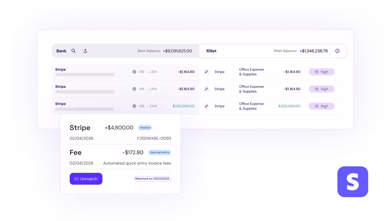 Rillet x Stripe - Bank reconciliation