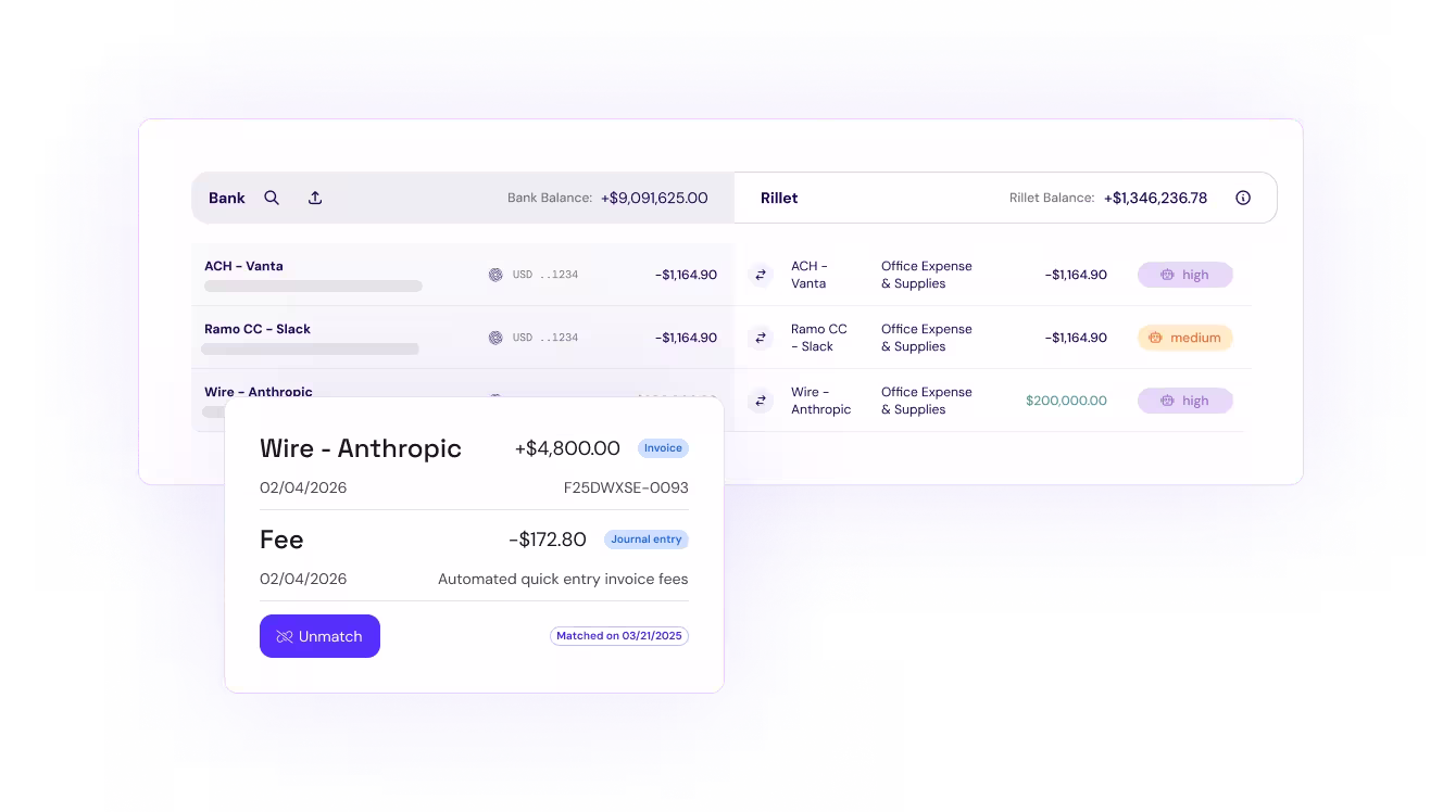 AI-enabled bank reconciliation - Rillet AI