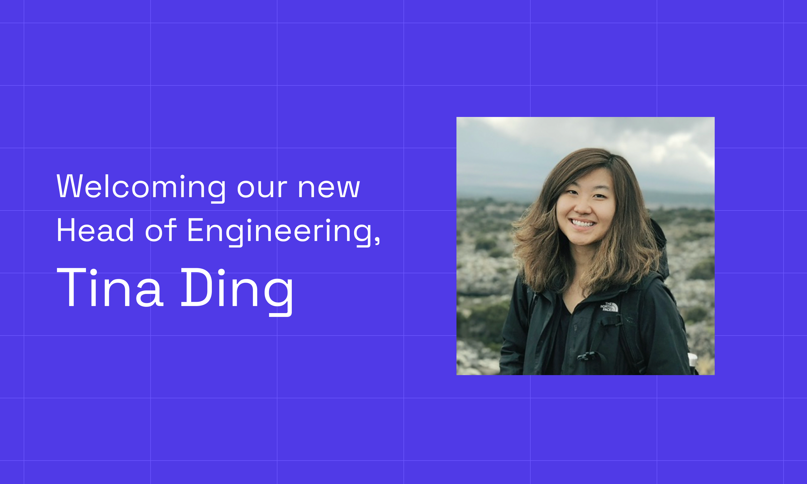 Graphic announcing Tina Ding as Rillet's new Head of Engineering