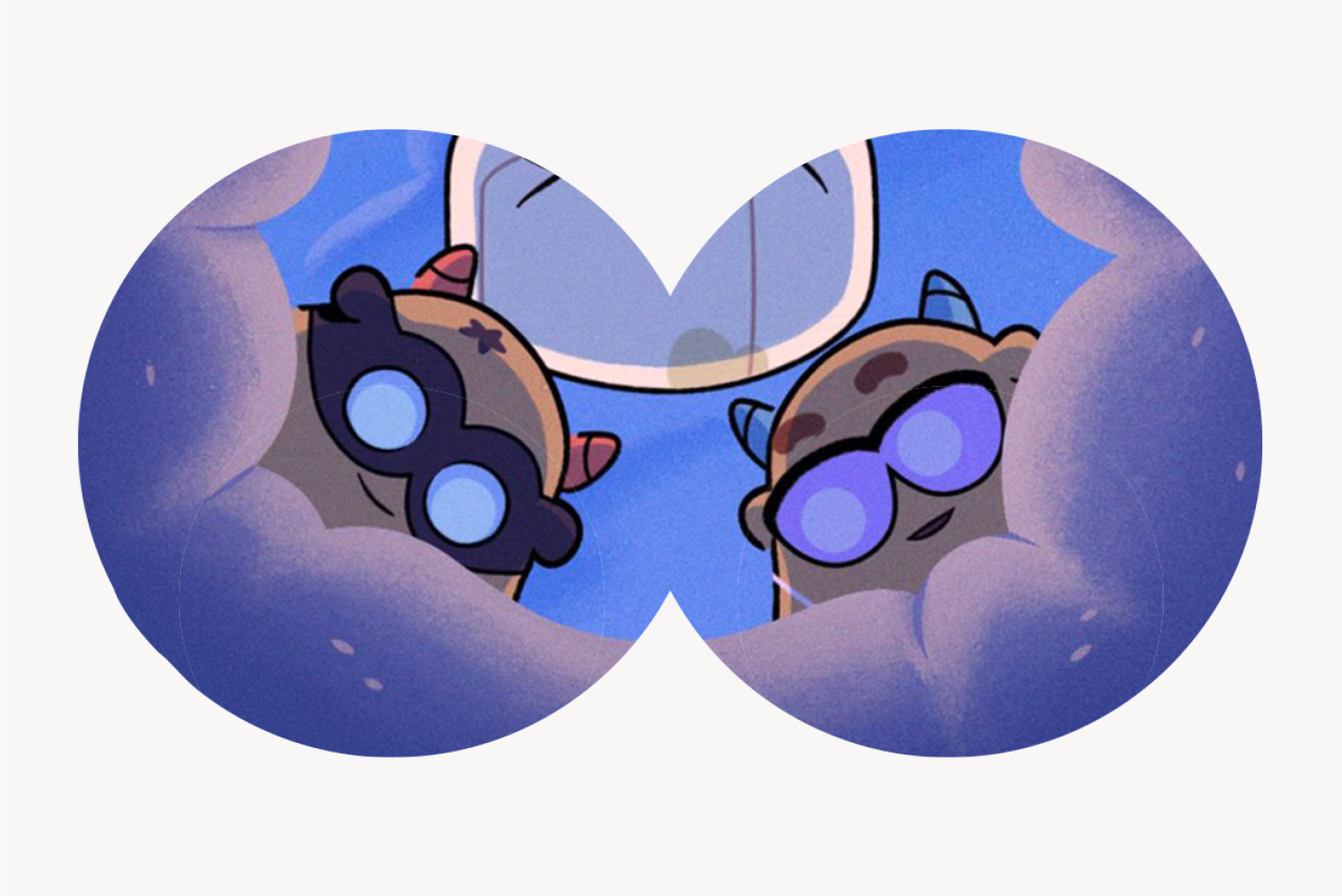 Les yeux sont utilisé en masque pour faire comme des longue vue dans les projets d'Happy Camper Média et aussi représenter leur vision vers l'avant.