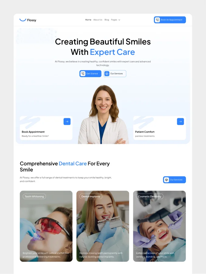 Flossy - Dental Care Webflow Template