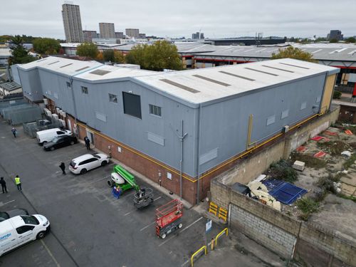 cleaning a steel beam ready for intumescent coating