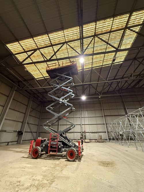 Final finish of spray-painted skylights achieving full light blockage.