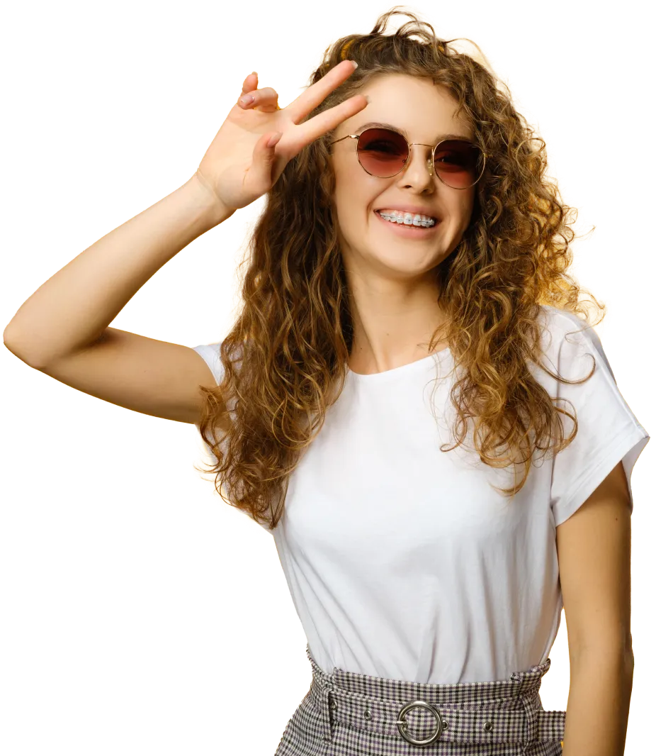 Happy woman with braces