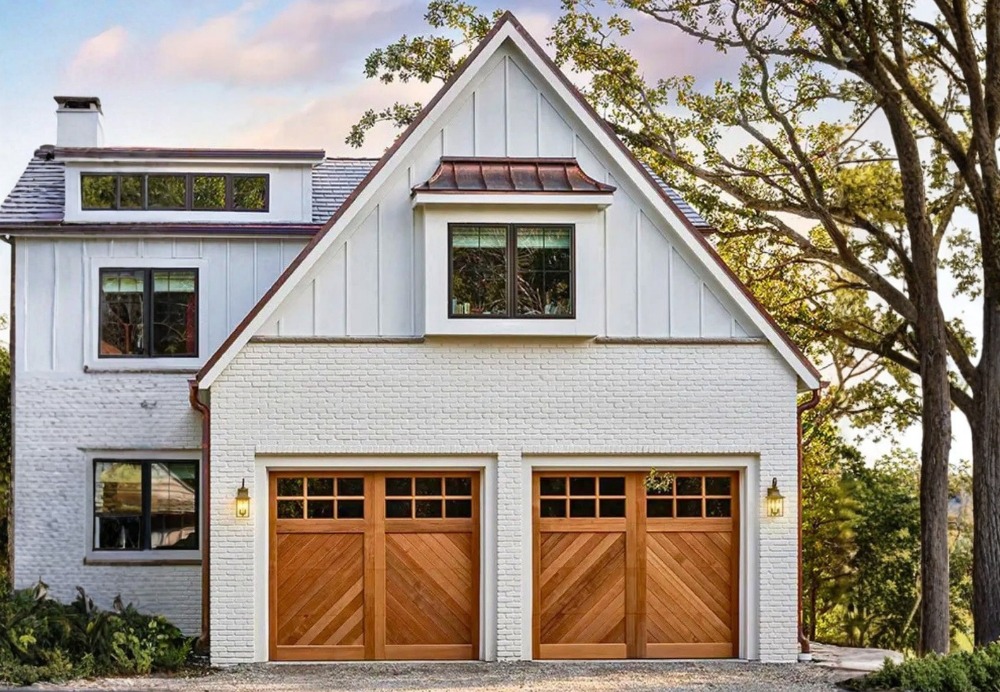Wooden Front Entry Door With Stone Exterior