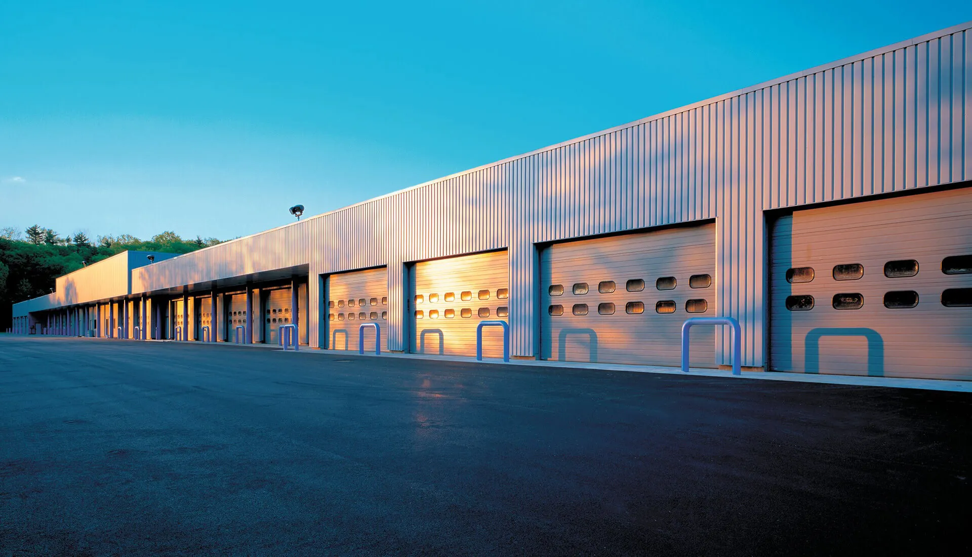 Self-Storage Units With Orange Roll-Up Doors
