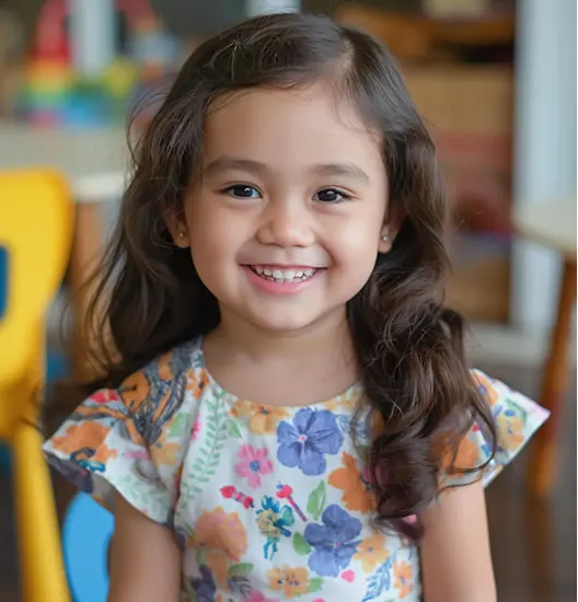 A young girl smiling