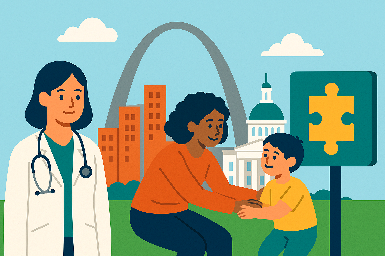 doctor with autistic child