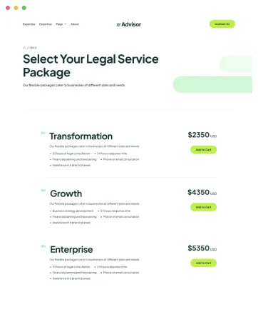 Webflow template page