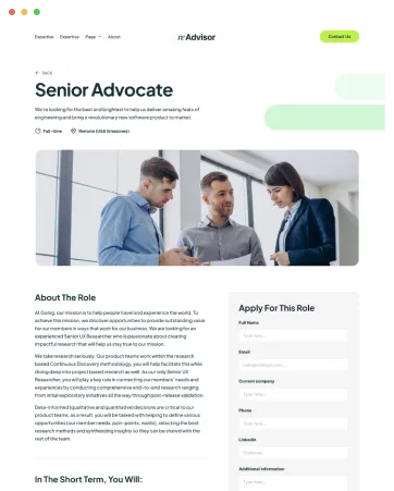 Webflow template page