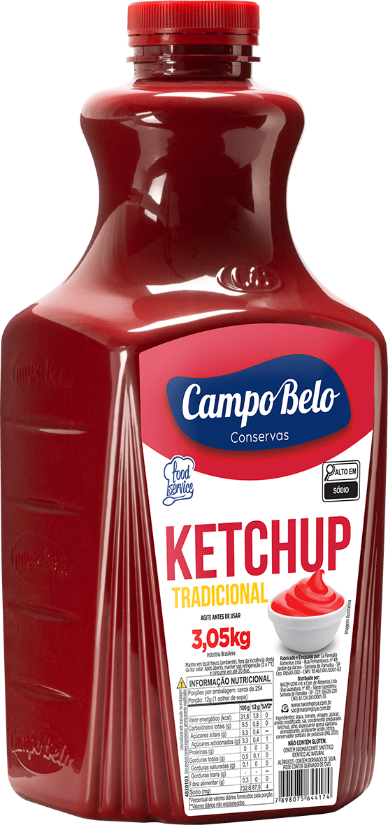 O Ketchup de 3 L é um molho à base de tomate com condimentos e especiarias, utilizado em pratos de fast-food como hambúrgueres e batatas fritas. Versátil, pode realçar o sabor de pratos frios ou quentes.