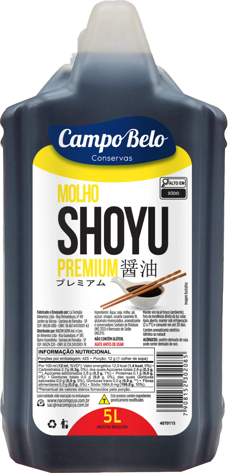 O Molho Shoyu é um produto à base de soja, conhecido pelo seu excelente sabor e indicado para realçar o sabor dos alimentos, tanto em pratos simples quanto sofisticados.