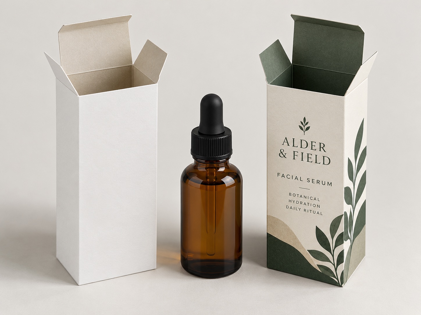 Blank structural carton and printed serum carton comparison