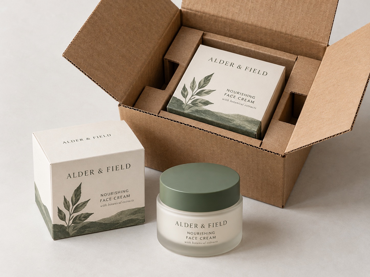Retail cream carton protected inside an outer corrugated shipping box