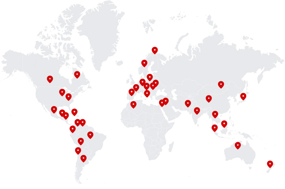 A world map representing many of the countries McEntee Law Group has worked with