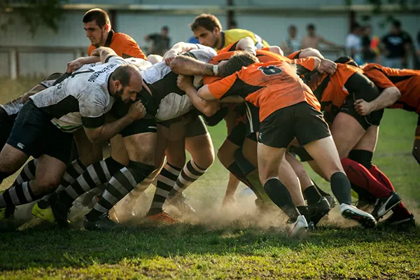 A professional rugby match