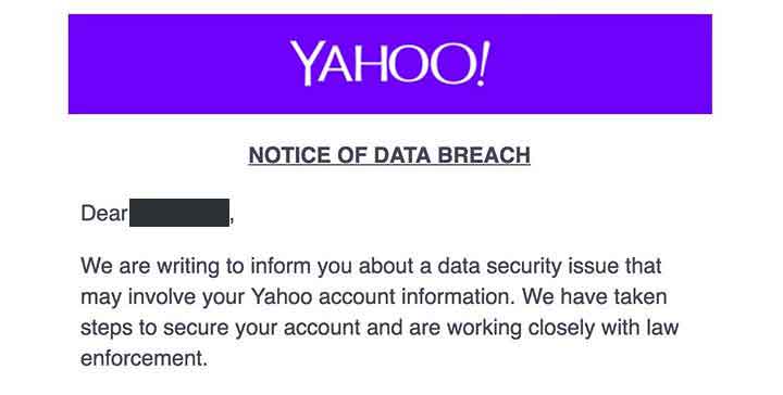 Yahoo notificada sobre vazamento de dados