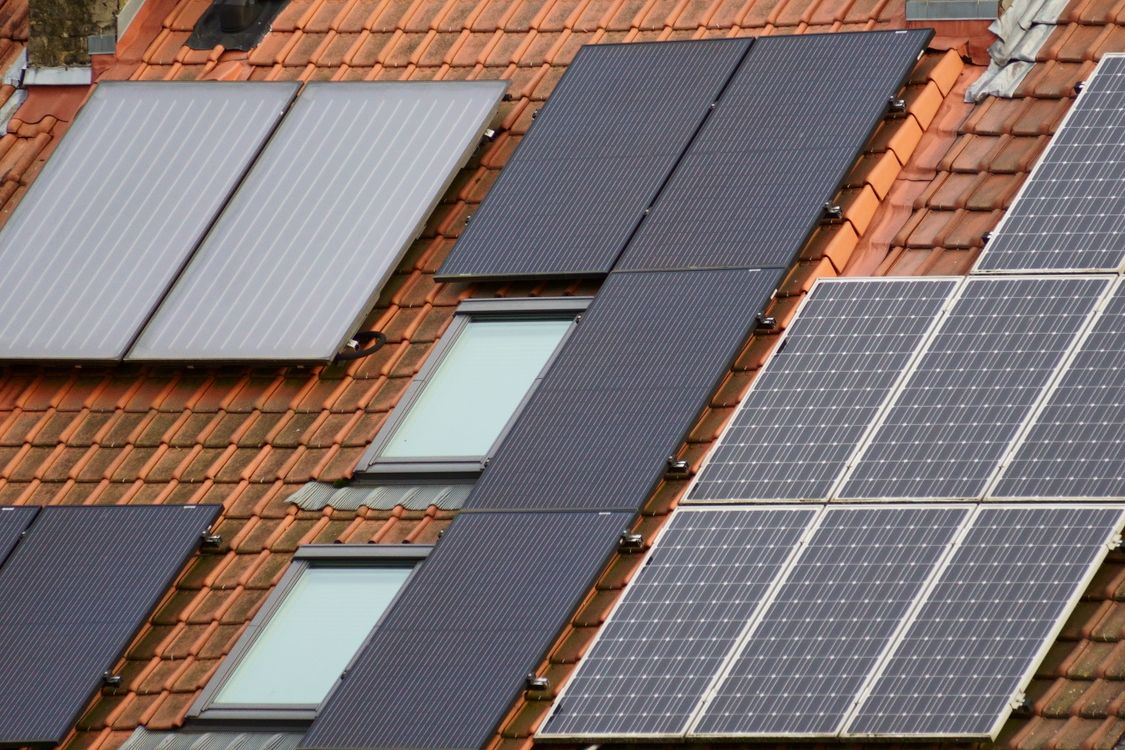 Rooftop solar panels on a residential home