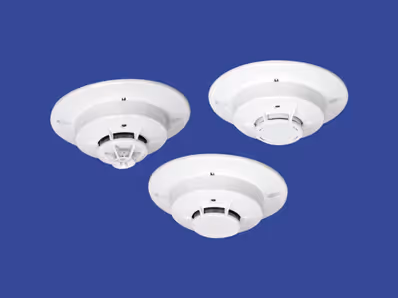 3 white smoke detectors.