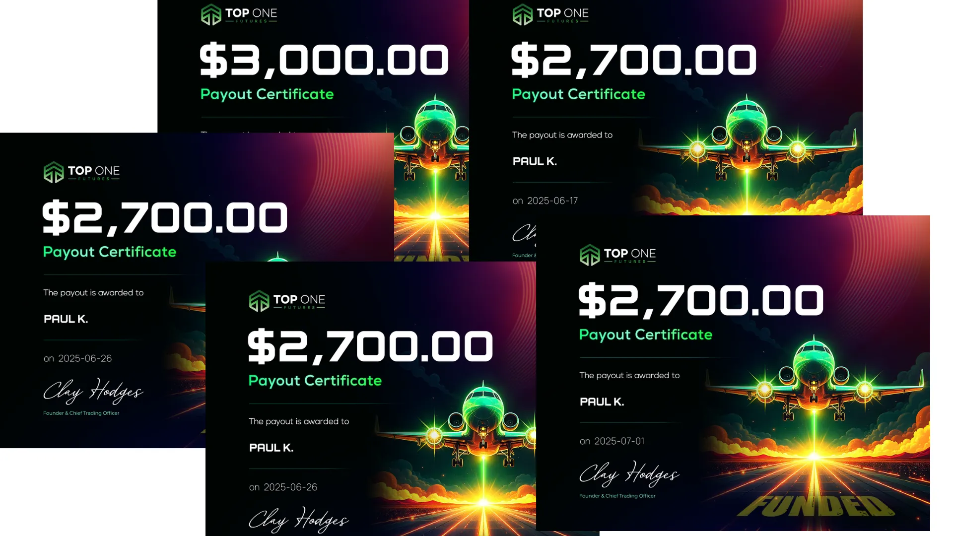 Toponefutures Payout Certificates