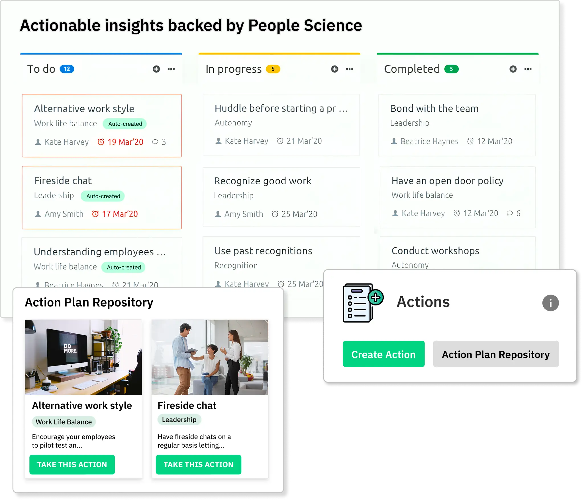 Automated action plans in the Kanban board